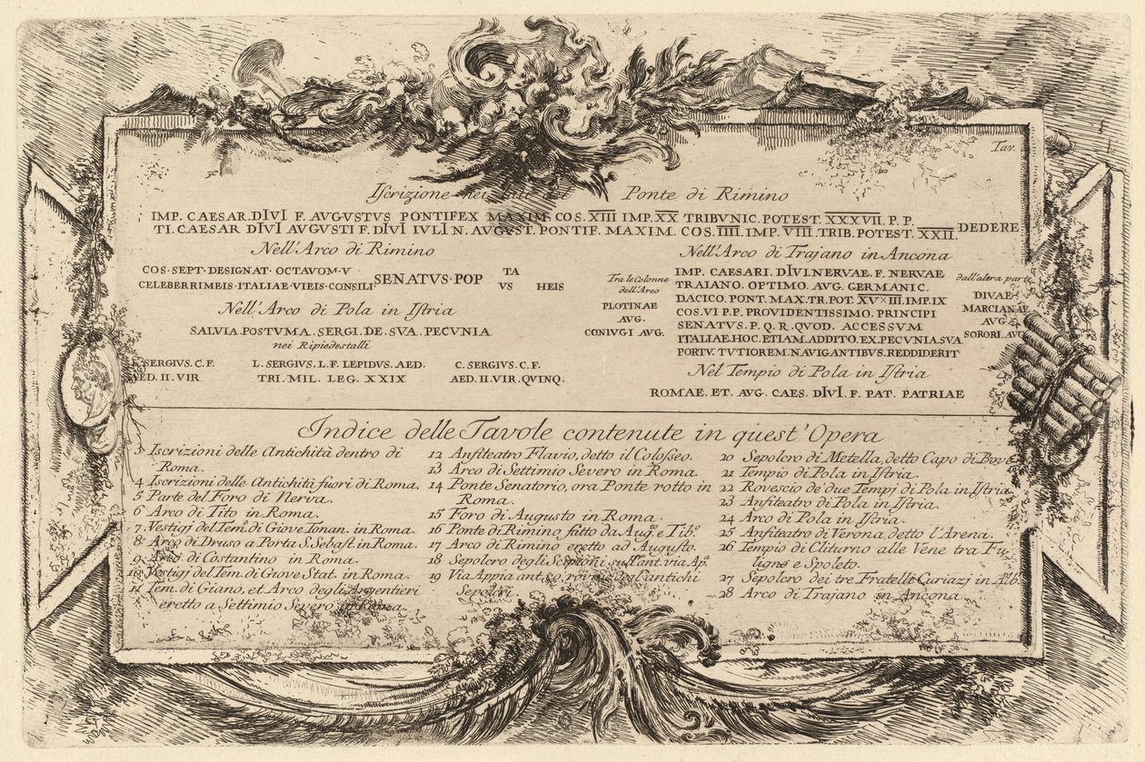 Tekstilevy tekijältä Giovanni Battista Piranesi