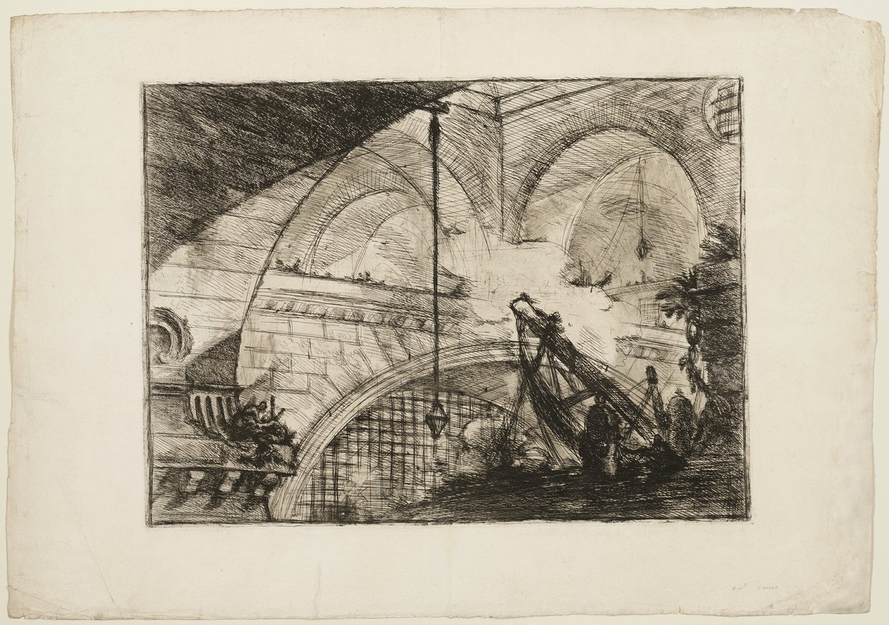 Kaari kuorikoristeen kanssa, levy 11 Imaginary Prisonsista tekijältä Giovanni Battista Piranesi