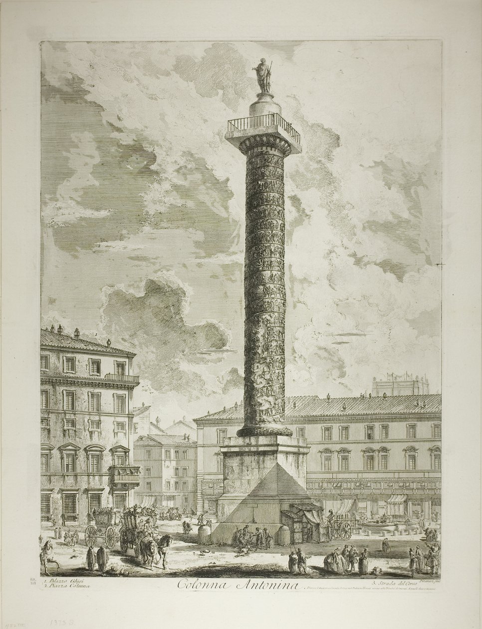 Marcus Aureliuksen pylväs Rooman näkymistä tekijältä Giovanni-Battista Piranesi