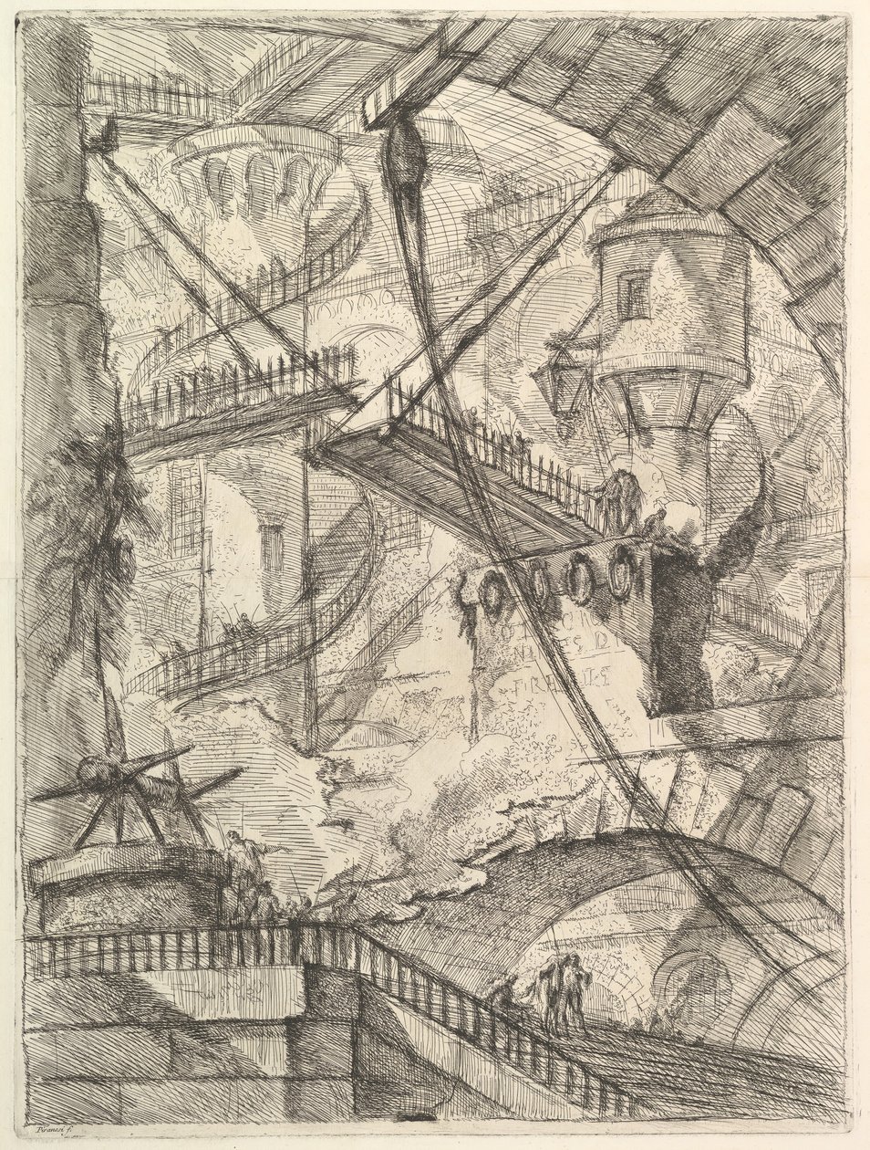 Drawbridge, Carceri dinvenzione Imaginary Prisons, noin. 1749-50. tekijältä Giovanni Battista Piranesi
