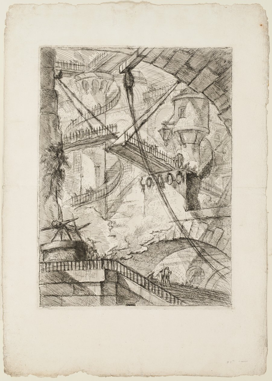 Drawbridge, levy 7 Imaginary Prisonsista tekijältä Giovanni Battista Piranesi