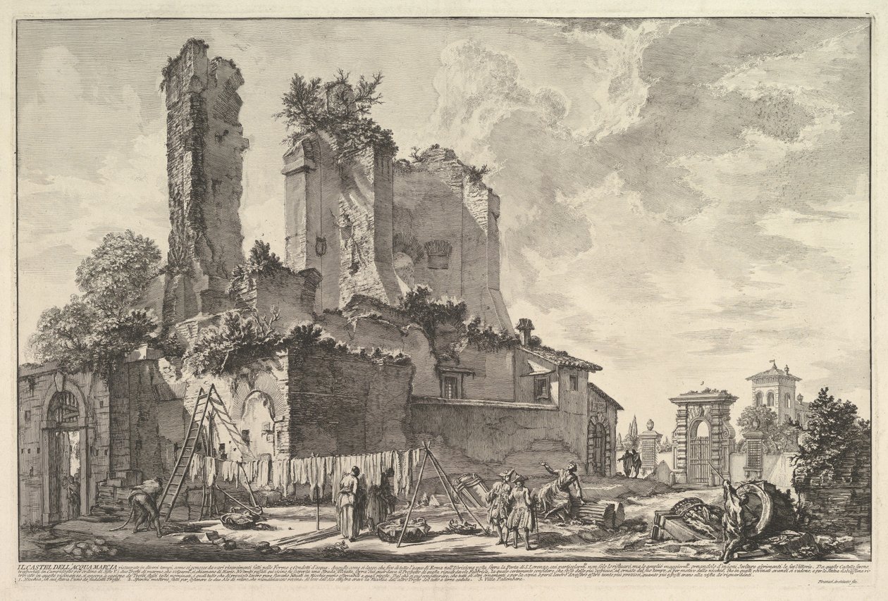 Aqua Giulian suihkulähde (Näkymiä Aqua Giulian linnan raunioista) tekijältä Giovanni Battista Piranesi
