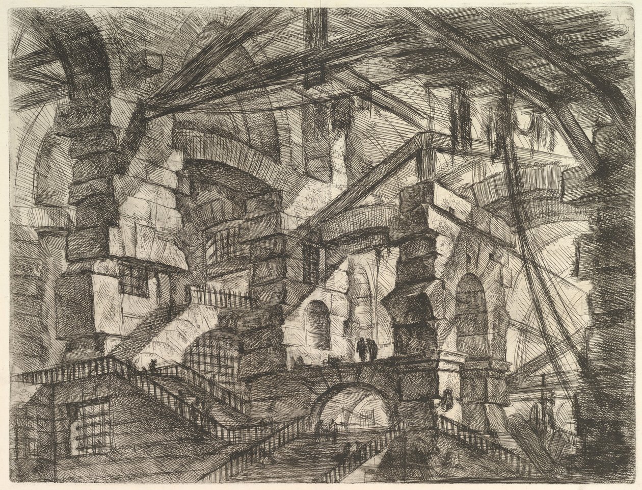 Goottilainen kaari, Carceri dinvenzione Imaginary Prisons -vankilasta, n. 1749-50. tekijältä Giovanni Battista Piranesi