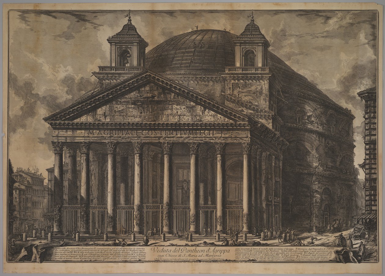 Pantheonin ulkonäkymä Agrippan Pantheonista tänään S. Maria ad Martyresin kirkko, 1720-78. tekijältä Giovanni Battista Piranesi