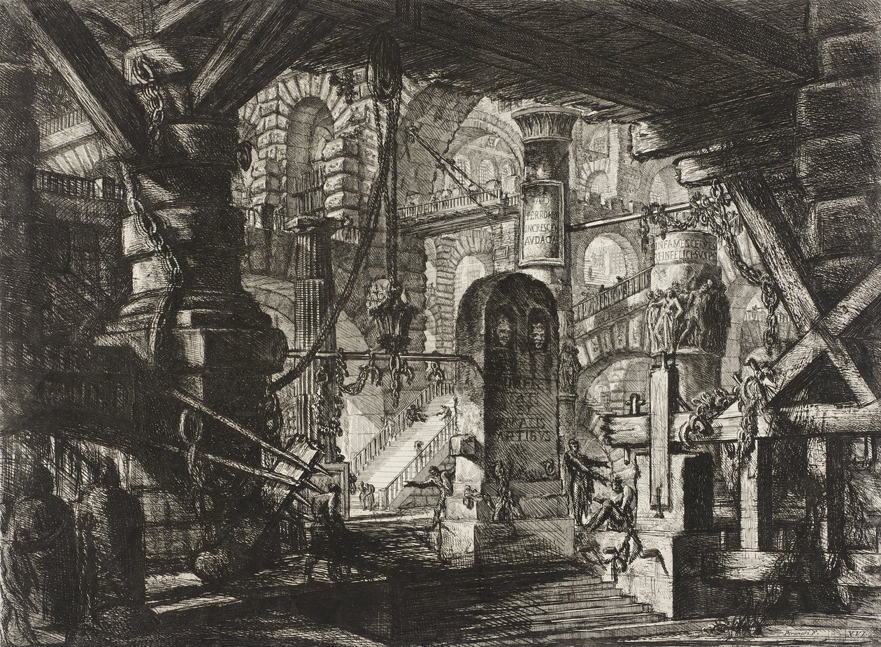 Ketjuilla varustettu pilari tekijältä Giovanni Battista Piranesi
