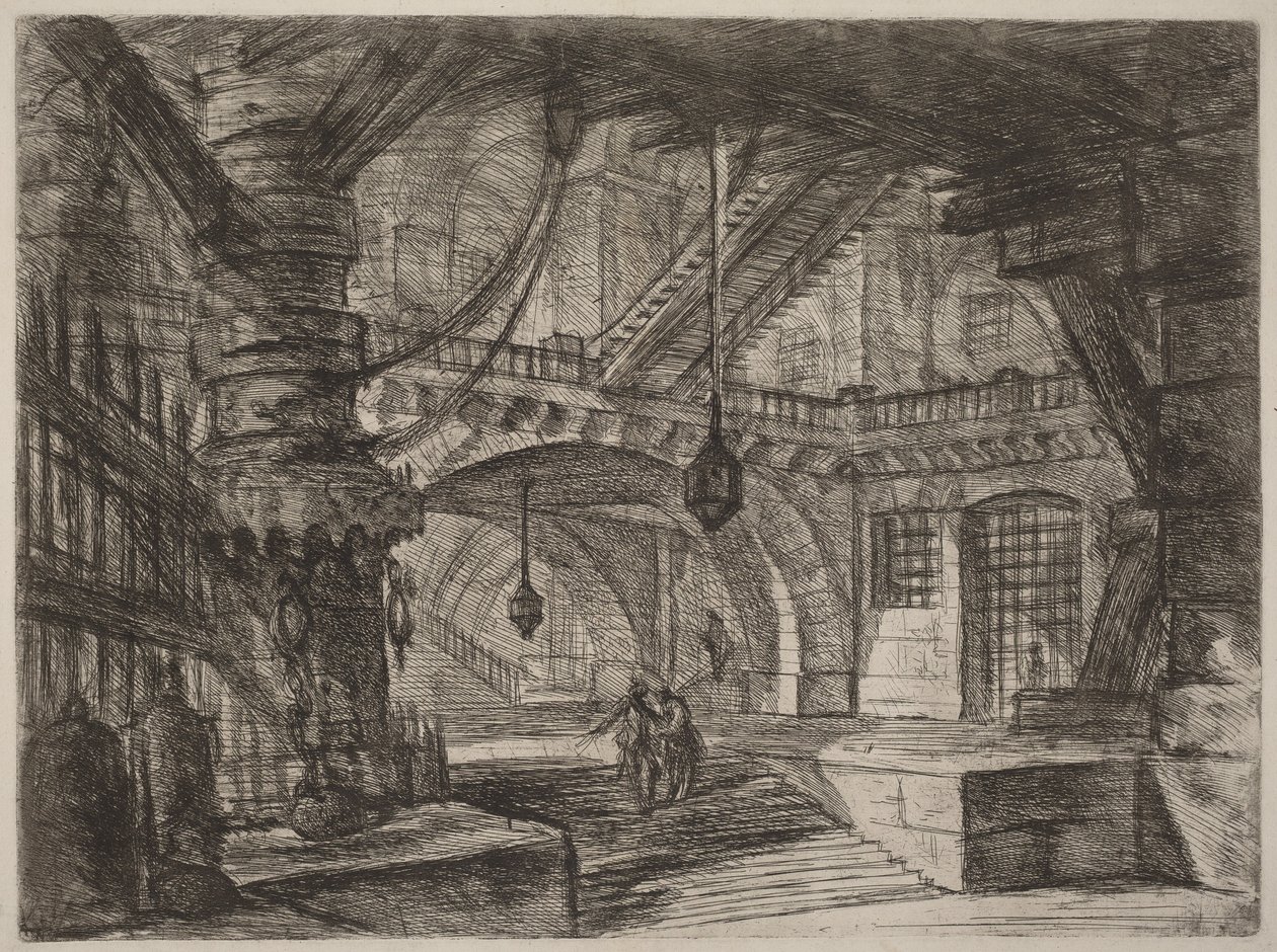 Ketjuilla varustettu pilari tekijältä Giovanni Battista Piranesi