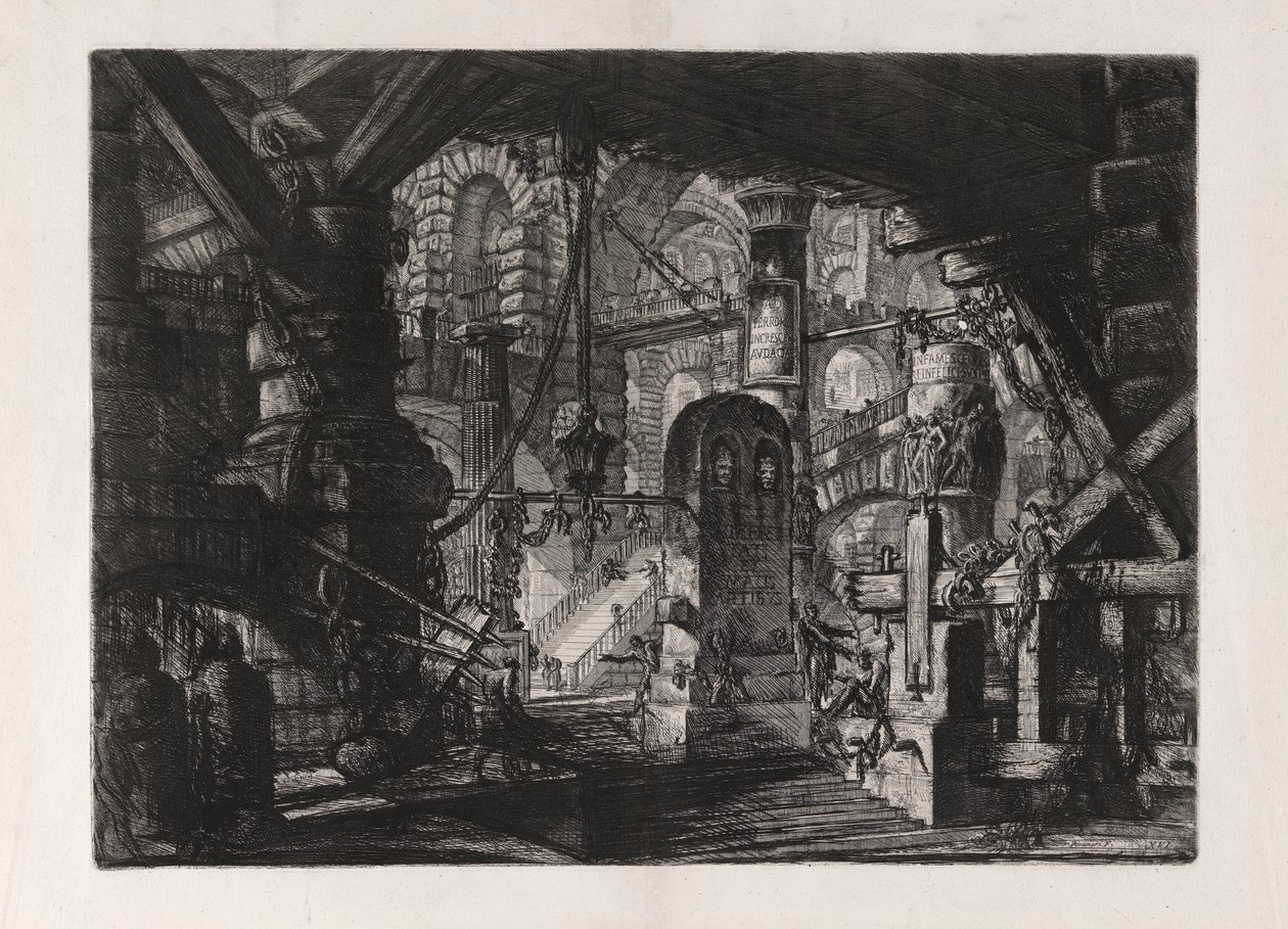 Laituri ketjuineen, levy 16, Carceri d tekijältä Giovanni Battista Piranesi
