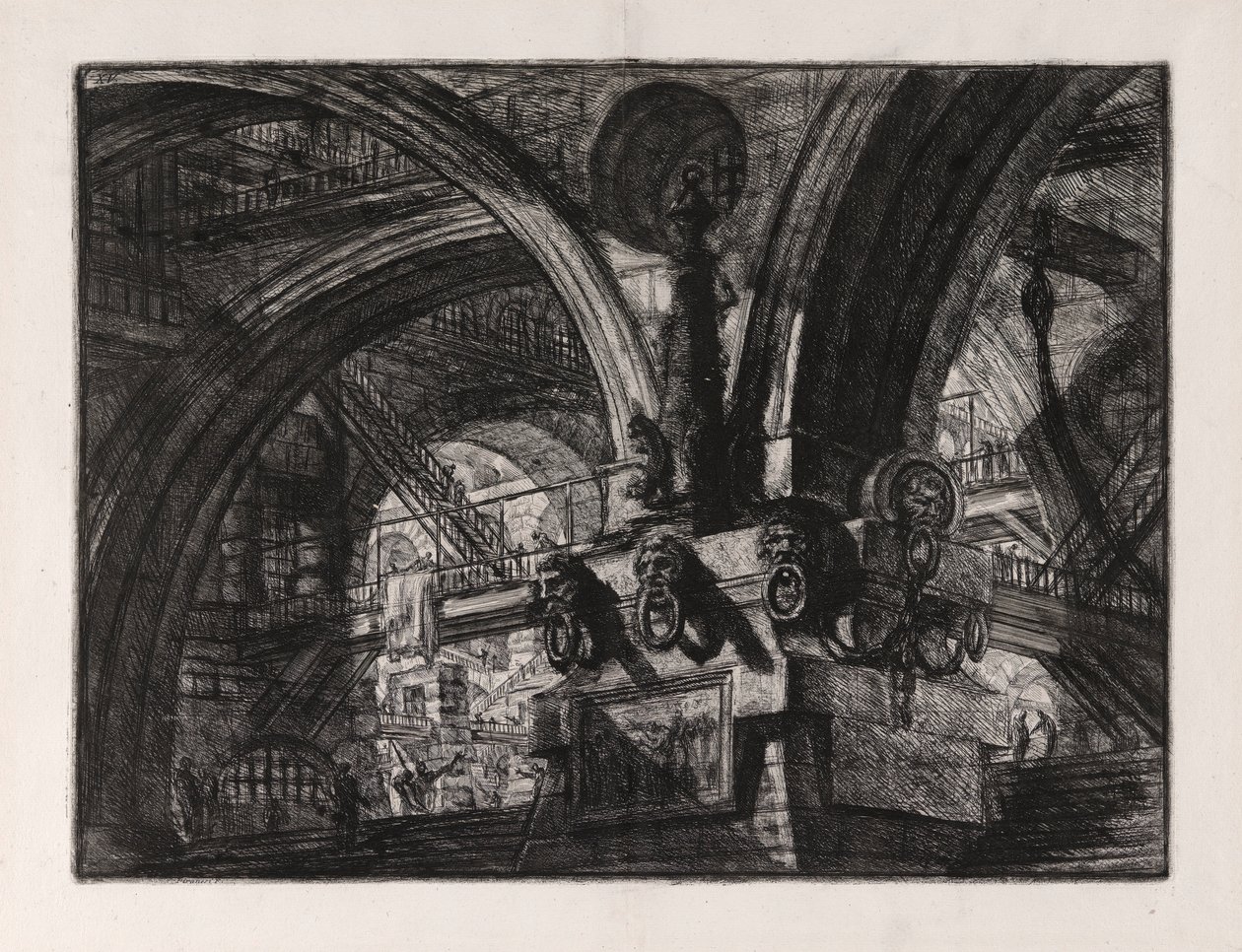 Laituri lampulla, levy 15, Carceri d tekijältä Giovanni Battista Piranesi
