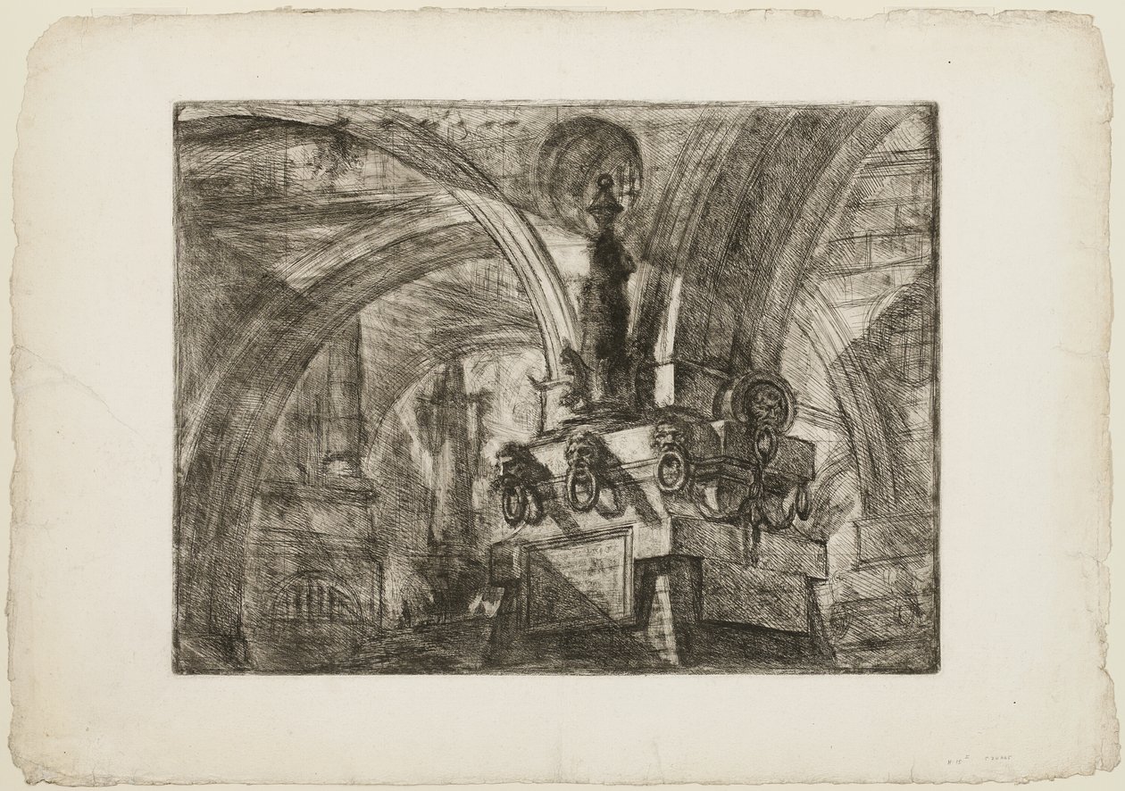 Laituri lampulla, levy 15 Imaginary Prisonsista tekijältä Giovanni Battista Piranesi