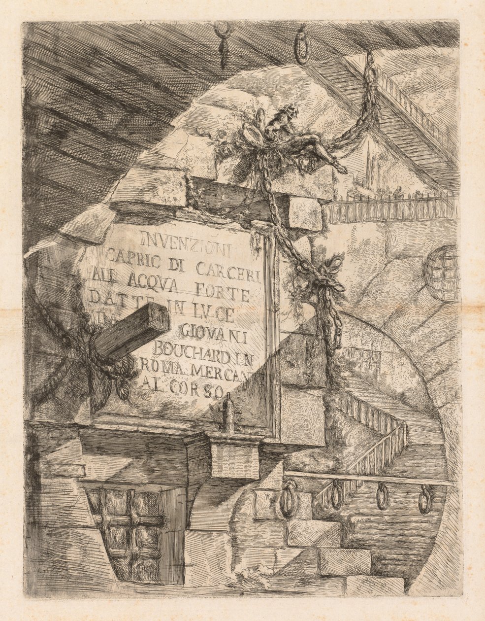 Vankilat: Otsikkosivu -- Vankilan sisätilat tekijältä Giovanni Battista Piranesi