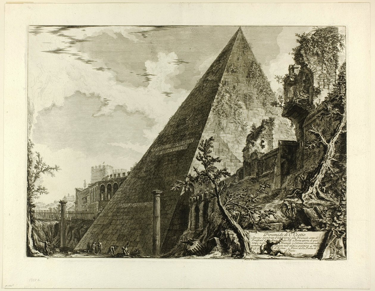 Gaius Cestiuksen pyramidi Rooman näkymistä tekijältä Giovanni Battista Piranesi