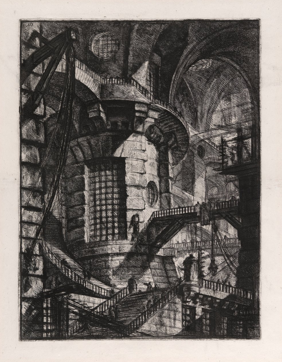Pyöreä torni, levy 3, Carceri d tekijältä Giovanni Battista Piranesi