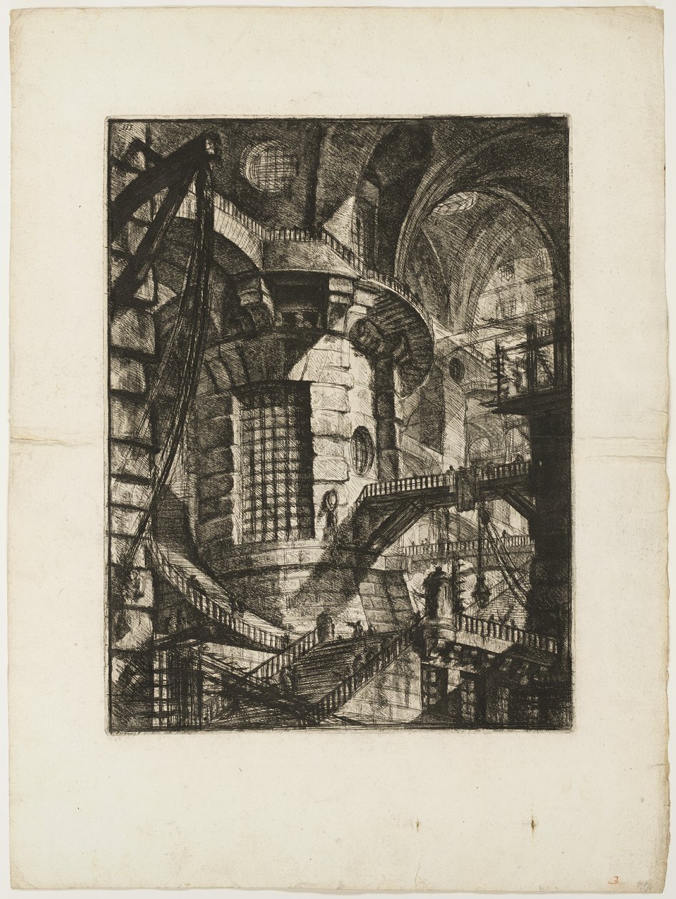 Pyöreä torni, levy 3 Imaginary Prisonsista tekijältä Giovanni Battista Piranesi