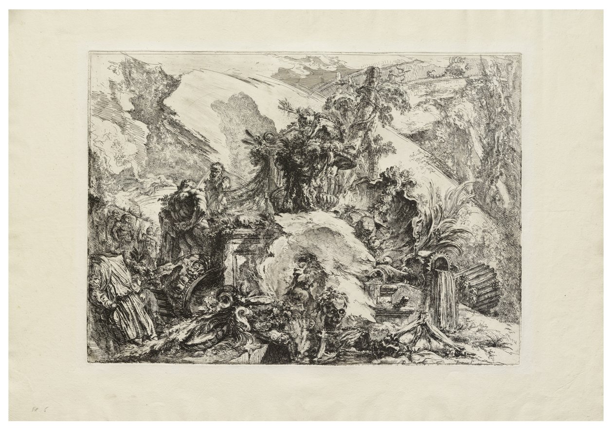 Luurankot, c. 1748 (etsaus kaiverruksella, kuivakärki ja kiillotus kermapaperille) tekijältä Giovanni Battista Piranesi