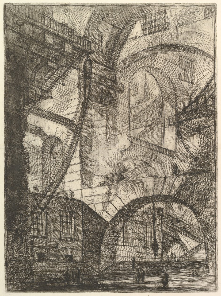 The Smoking Fire, Carceri dinvenzione Imaginary Prisons, noin. 1749-50. tekijältä Giovanni Battista Piranesi