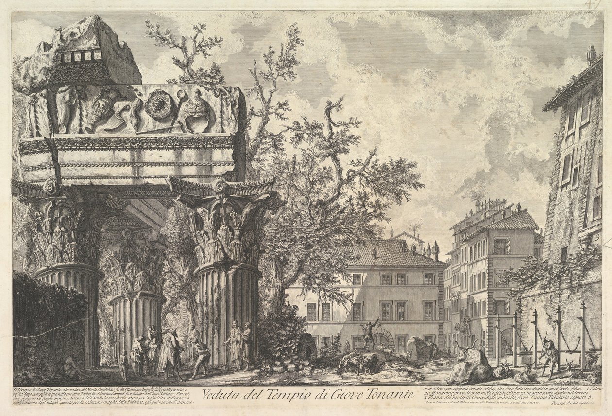 Vespianin temppeli Näkymä Jupiterin temppelille Thundering, n. 1756. tekijältä Giovanni Battista Piranesi