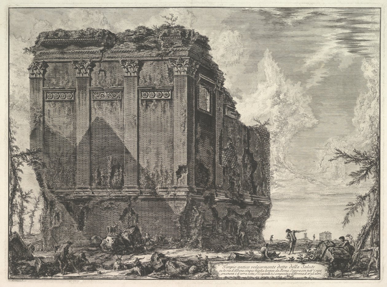 Niin kutsuttu Saluksen temppeli, tiellä Albanoon Muinainen temppeli, joka tunnetaan yleisesti nimellä ..., noin. 1763. tekijältä Giovanni Battista Piranesi