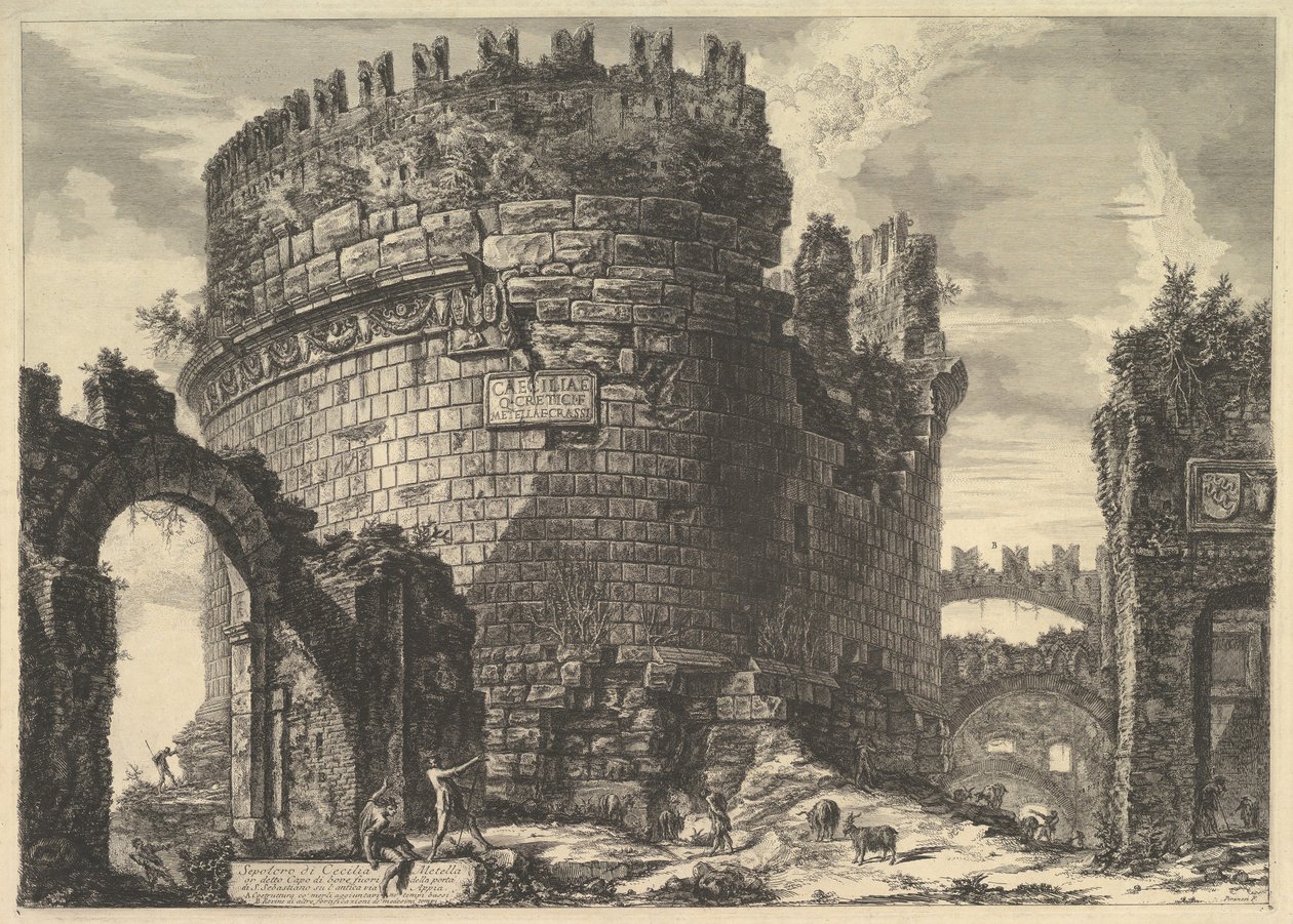 Caecilia Metellan hauta, Views of Rome Roman Viewsista, n. 1762. tekijältä Giovanni Battista Piranesi