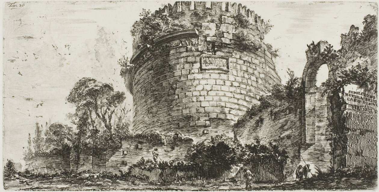 Caecilia Metellan hauta nimeltä Capo di Bove [Härän pää], levy 20 Riemukaarien näkymistä ja muista monumenteista tekijältä Giovanni Battista Piranesi