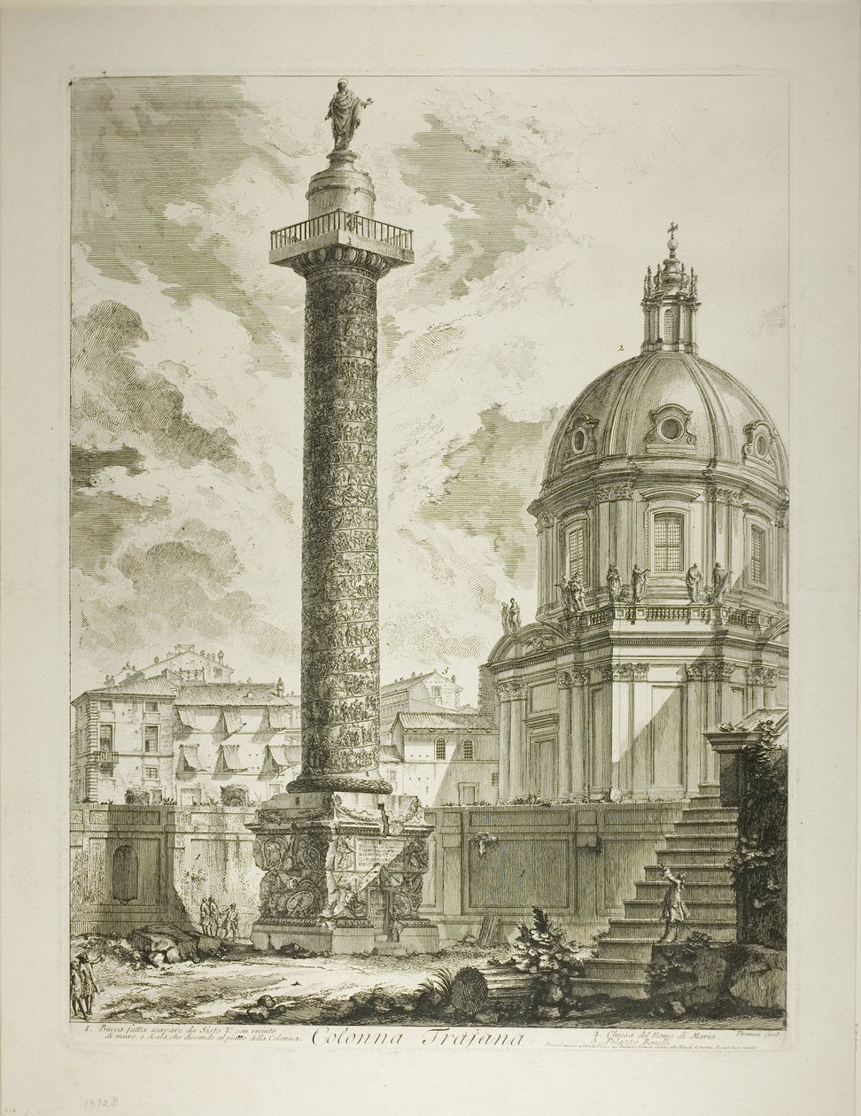 Trajanuksen pylväs, alkaen Views of Rome (Näkymiä Roomasta) tekijältä Giovanni Battista Piranesi