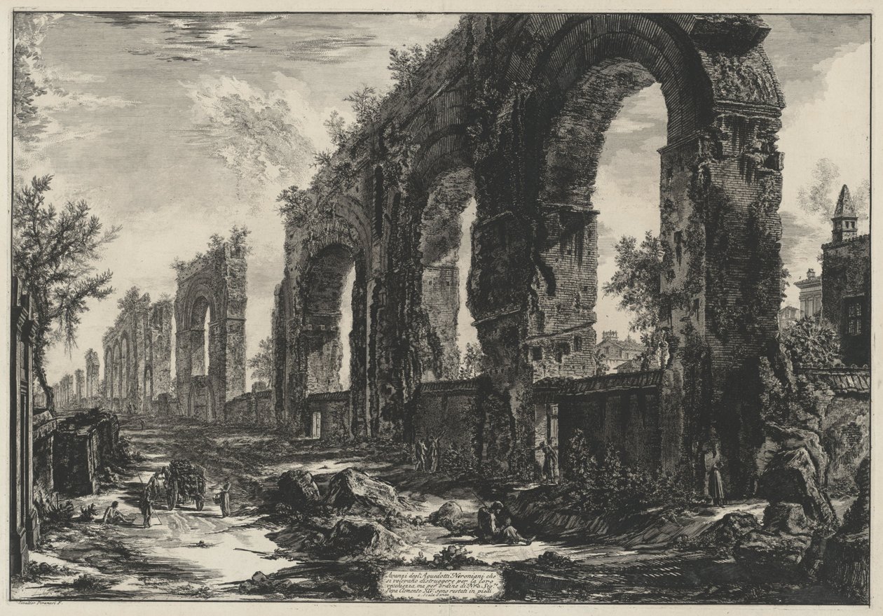 Neron aikaisten akveduktien jäännökset (teoksesta Vedute di Roma) tekijältä Giovanni Battista Piranesi