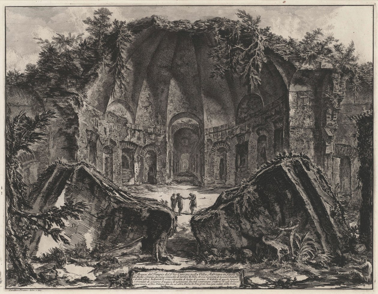 Canopuksen rauniot Hadrianuksen huvilassa Tivolissa (teoksesta Vedute di Roma) tekijältä Giovanni Battista Piranesi