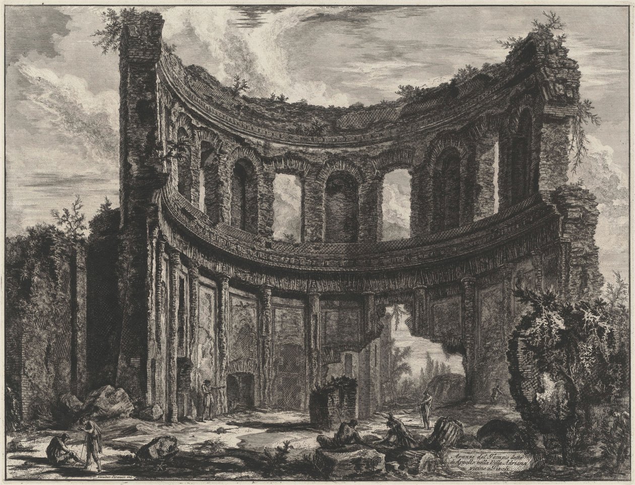 Niin kutsutun Apollon temppelin jäännökset Hadrianuksen huvilassa lähellä Tivolia (teoksesta: Vedute di Roma) tekijältä Giovanni Battista Piranesi