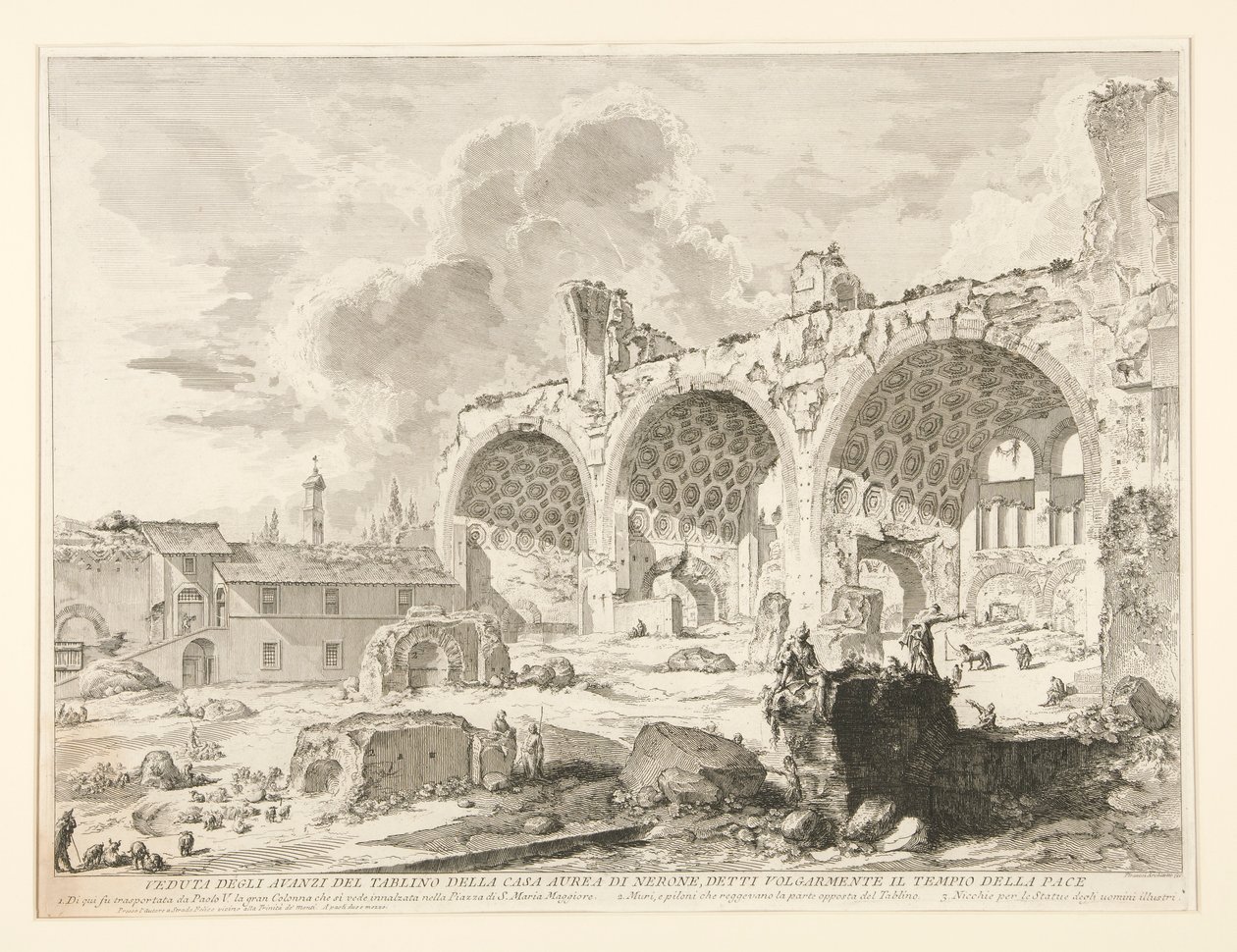 Näkymä Neron ruokasalin jäännöksille tekijältä Giovanni Battista Piranesi