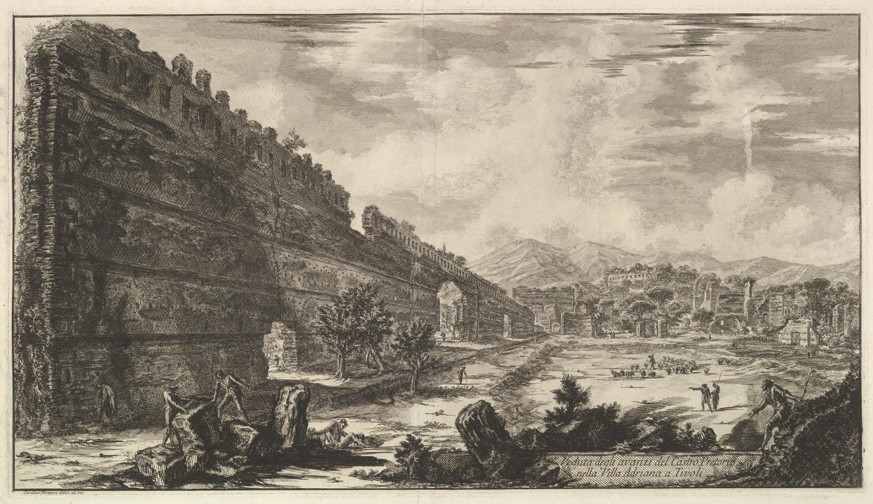 Näkymä Castro Pretorion jäännöksistä Villa Adrianassa Tivolissa Näkymä jäänteistä ..., 1770. tekijältä Giovanni Battista Piranesi