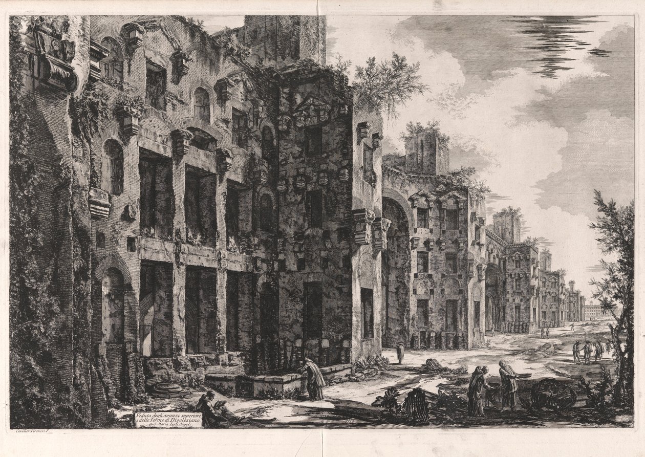 Näkymä Diocletianuksen kylpylän ylemmille jäännöksille Santa Maria degli Angelissa [Frigidariumin sisäpuoli: eteläseinä], Vedute di Romasta (näkymät Roomaan) tekijältä Giovanni Battista Piranesi
