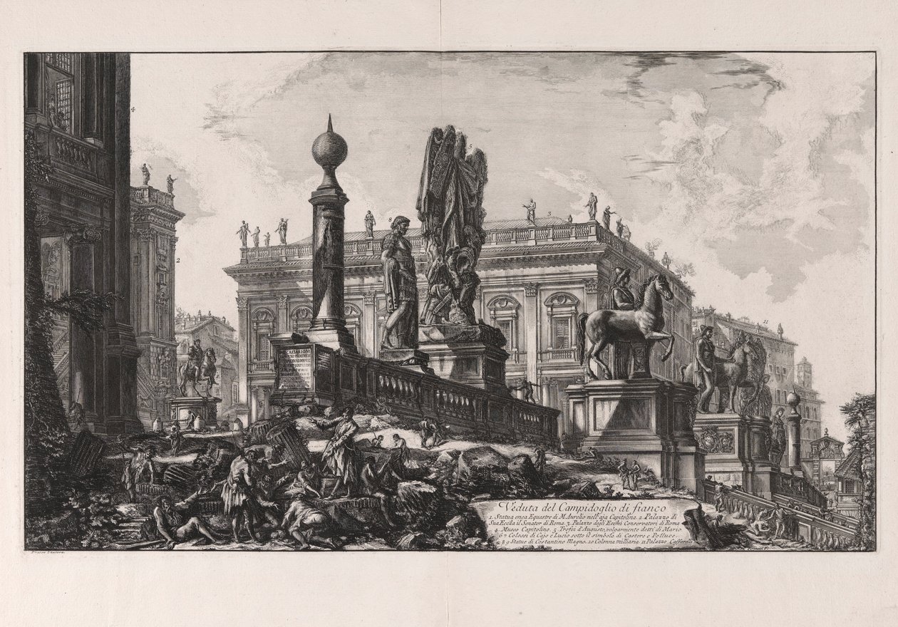 Näkymä Campidogliolle sivulta, Vedute di Romalta (näkymät Roomaan) tekijältä Giovanni Battista Piranesi