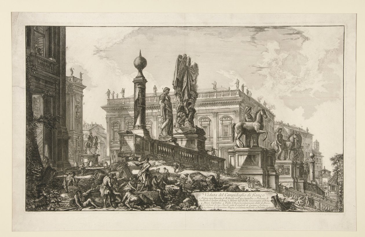 Näkymä Campidogliolle sivulta Vedute di Romalta tekijältä Giovanni Battista Piranesi