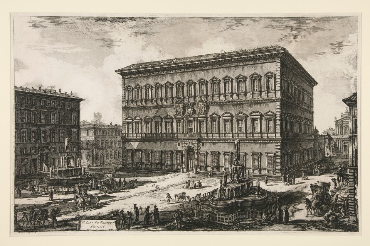 Näkymä Palazzo Farneselle (näkymä Palazzo Farneselle), Vedute di Romasta tekijältä Giovanni Battista Piranesi