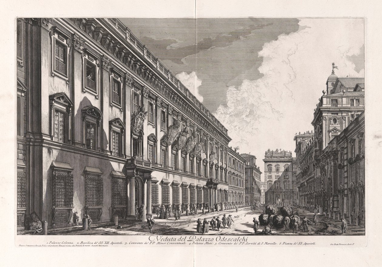 Veduta del Palazzo Odescalchi (näkymä Odescalchin palatsille), Vedute di Romasta (näkymät Roomaan) tekijältä Giovanni Battista Piranesi