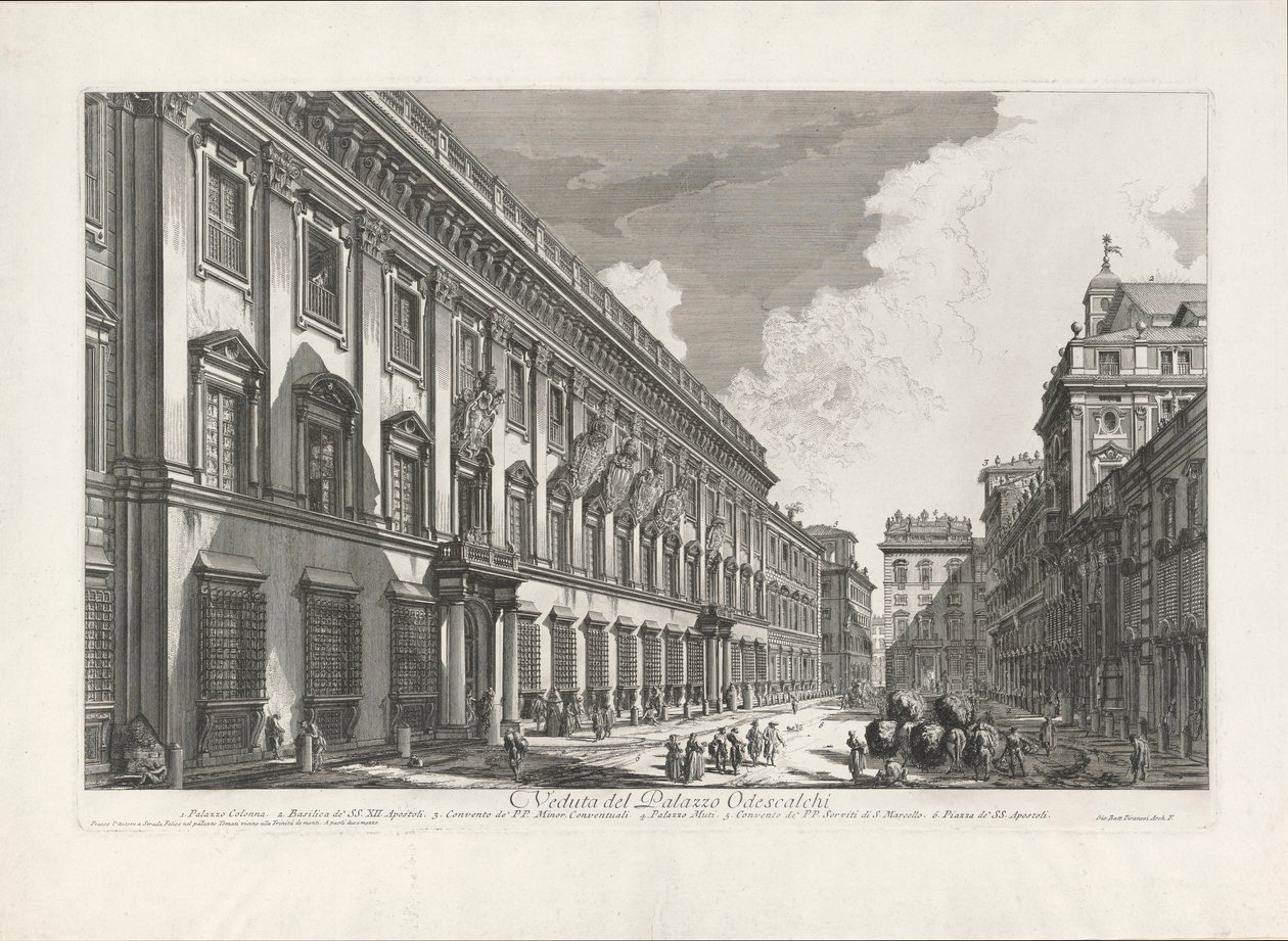 Näkymä Palazzo Odescalchille Rooman näkymistä tekijältä Giovanni Battista Piranesi
