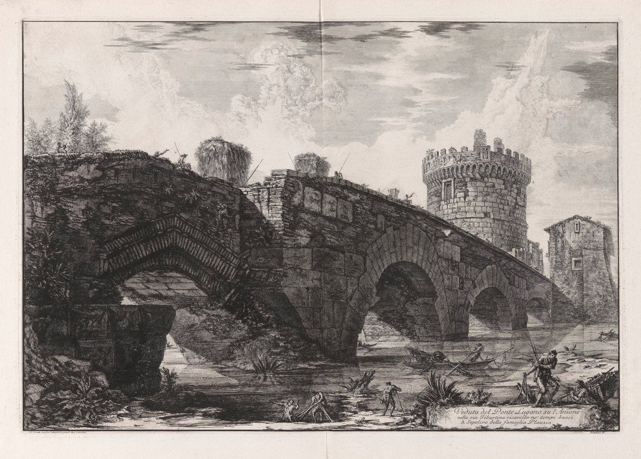 Näkymä Luganon sillalle l tekijältä Giovanni Battista Piranesi