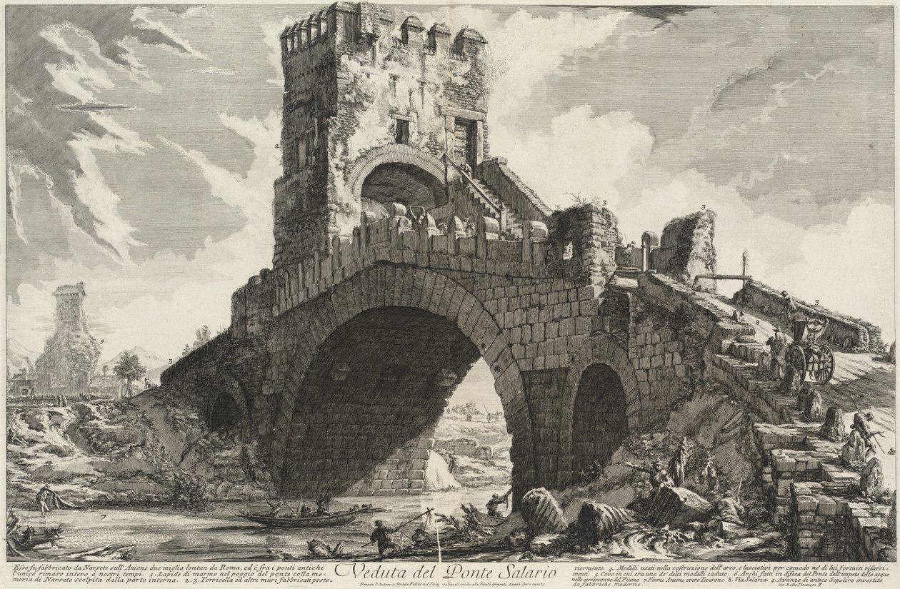 Näkymä Salario-sillalle tekijältä Giovanni Battista Piranesi