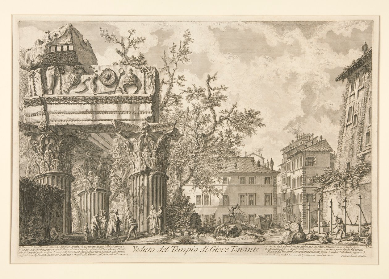 Näkymä Jupiter Tonansin [ukkosen] temppelille Vedute di Romasta tekijältä Giovanni Battista Piranesi