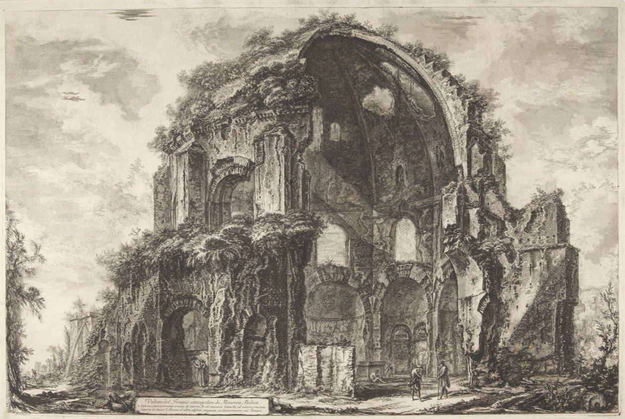 Näkymä Minerva Medican kahdeksankulmaisesta temppelistä tekijältä Giovanni Battista Piranesi