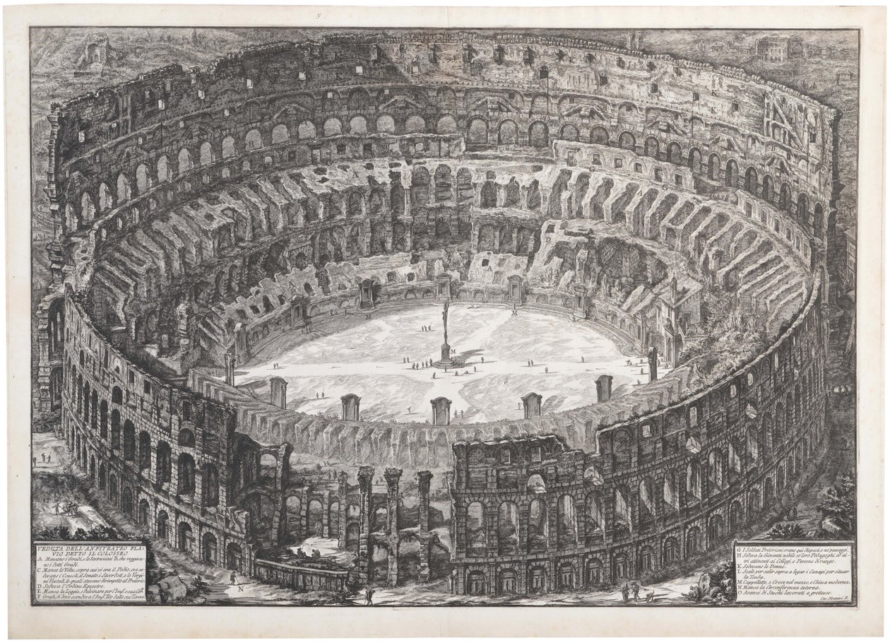 Näkymä Flaviuksen amfiteatterille, joka tunnetaan nimellä Colosseum, 1776. tekijältä Giovanni Battista Piranesi