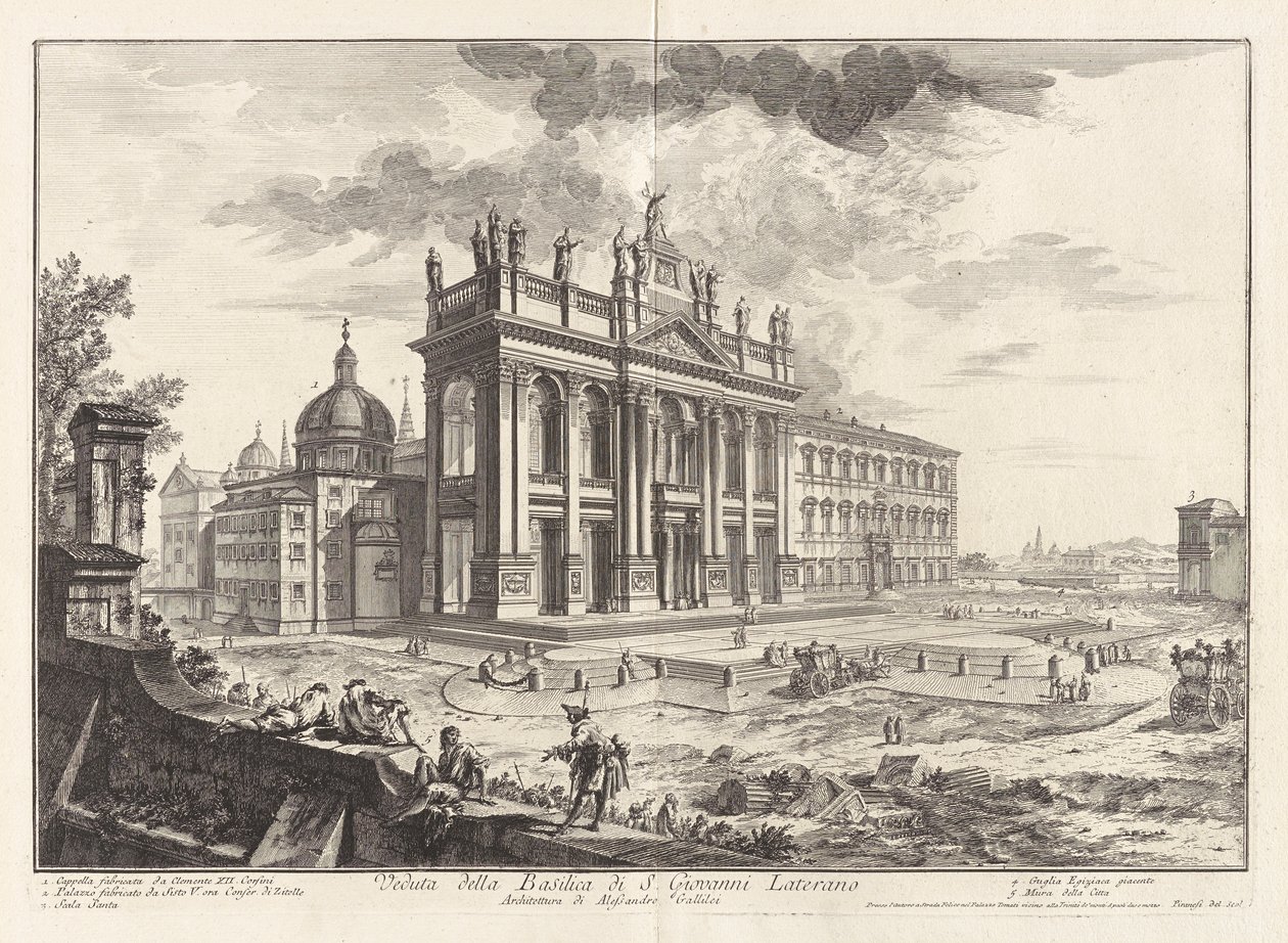 Näkymä San Giovanni Lateranon basilikalle Vedute di Romasta (näkymät Roomaan) tekijältä Giovanni Battista Piranesi