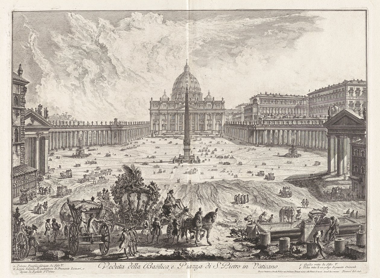Näkymä basilikalle ja Pyhän Pietarin aukiolle tekijältä Giovanni Battista Piranesi