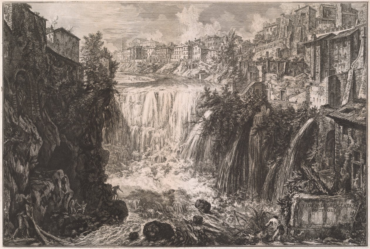 Näkymä Tivolin vesiputoukselle tekijältä Giovanni Battista Piranesi
