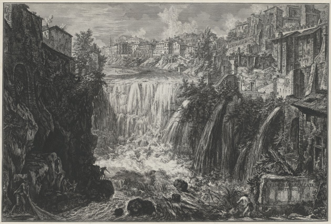 Näkymä Tivolin vesiputoukselle tekijältä Giovanni Battista Piranesi