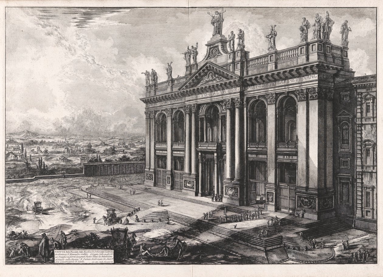 Näkymä S. Giovanni Lateranon basilikan julkisivusta tekijältä Giovanni Battista Piranesi