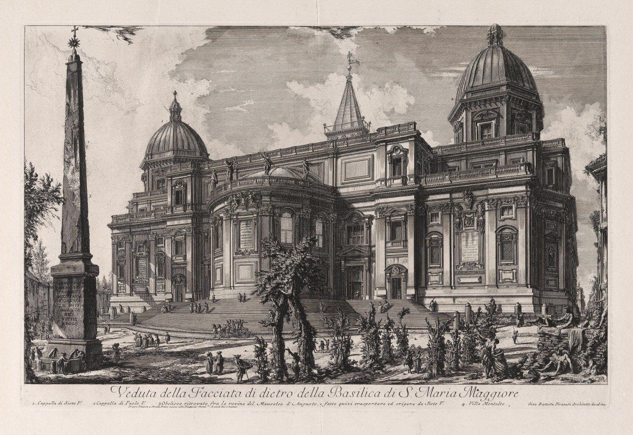Näkymä Santa Maria Maggioren basilikan takajulkisivusta, sarjasta Näkymiä Roomasta tekijältä Giovanni Battista Piranesi