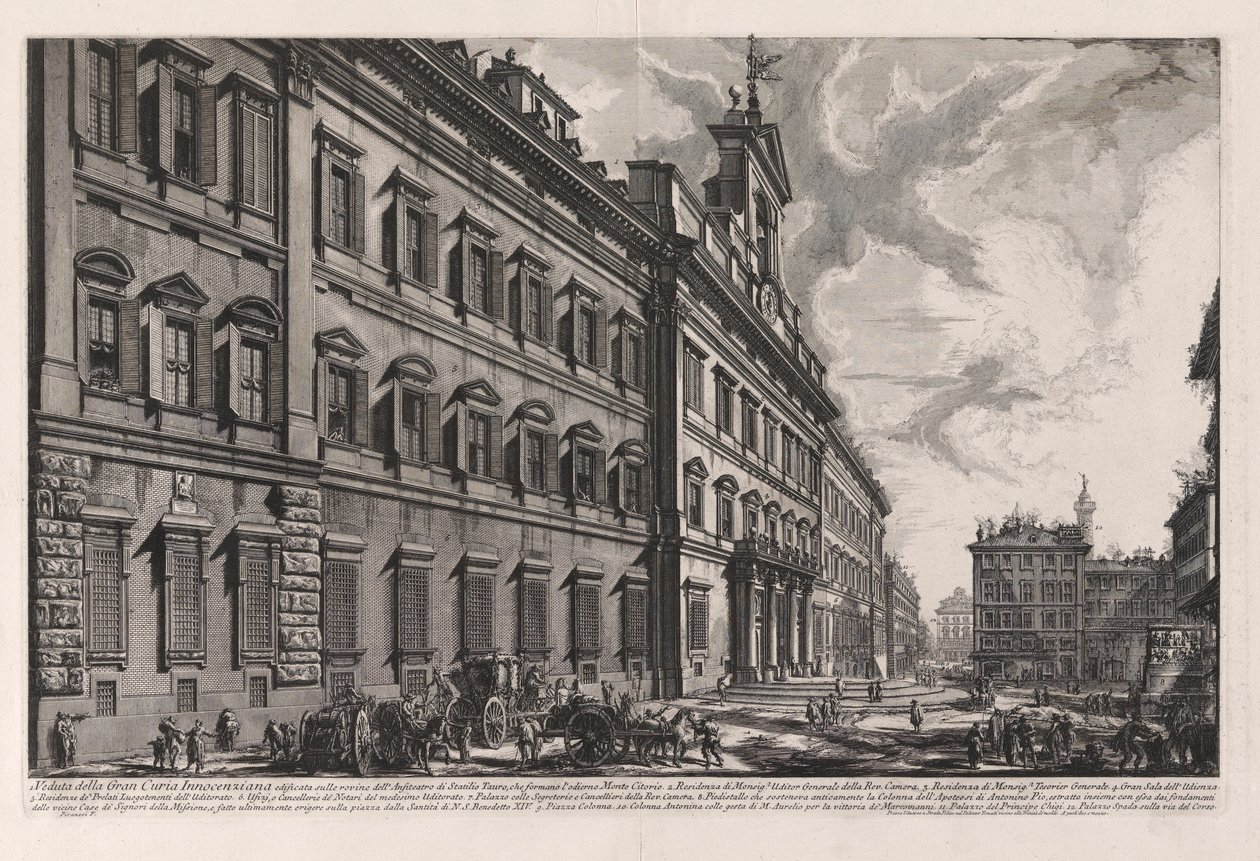 Näkymä Innocenziana Grand Curialle tekijältä Giovanni Battista Piranesi