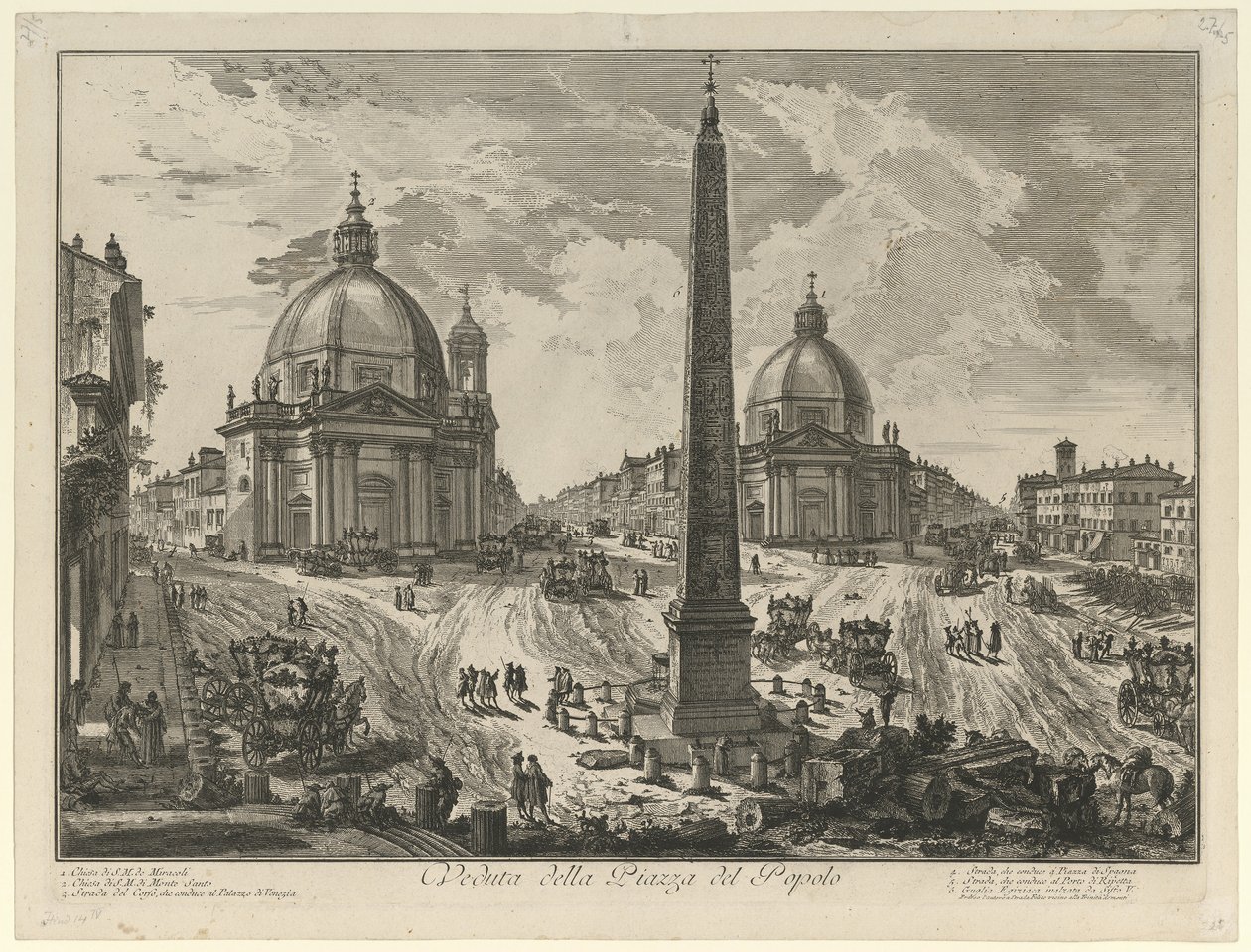 Näkymä Piazza del Popololle tekijältä Giovanni Battista Piranesi