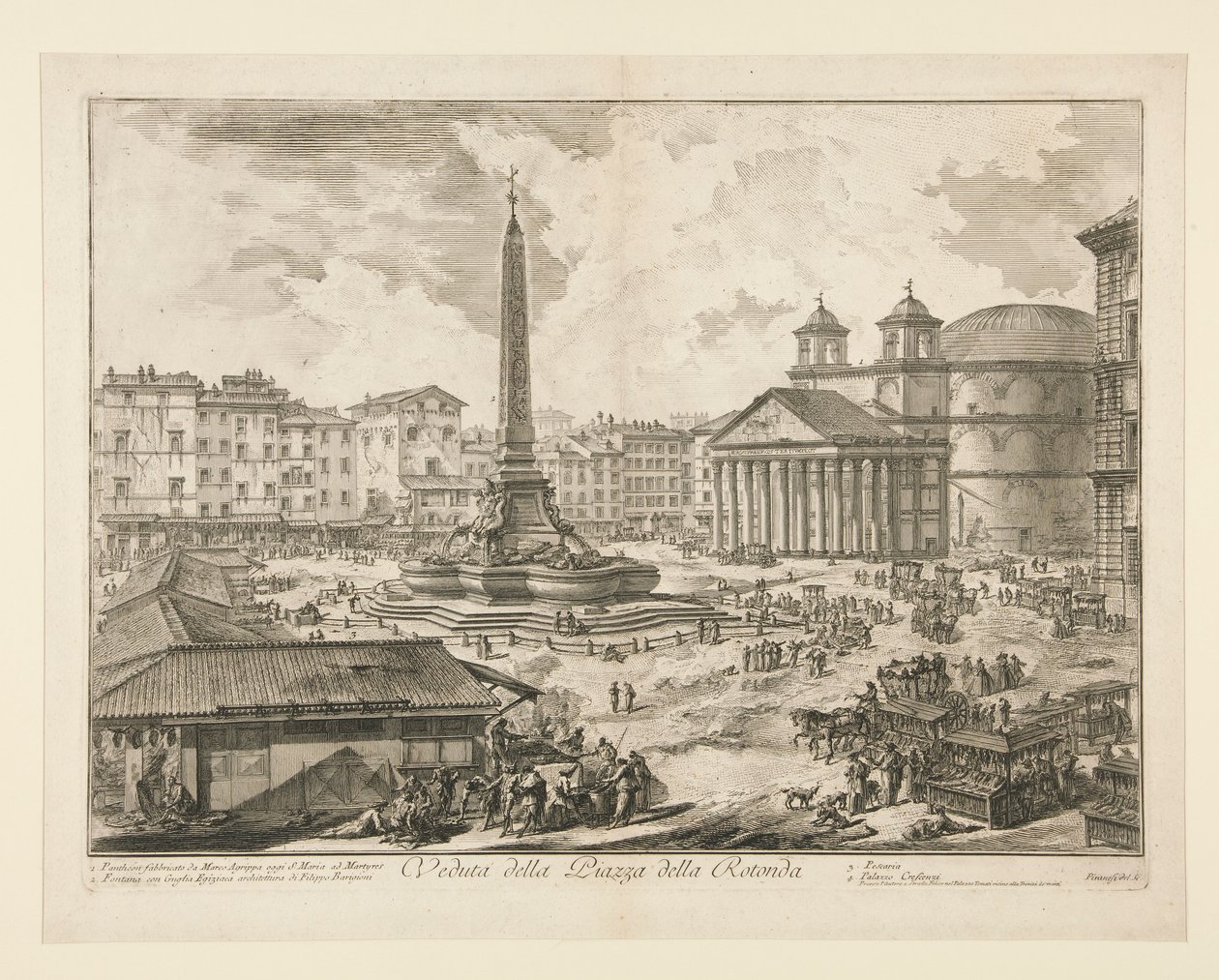 Näkymä Piazza della Rotondalle Rooman näkymistä tekijältä Giovanni Battista Piranesi
