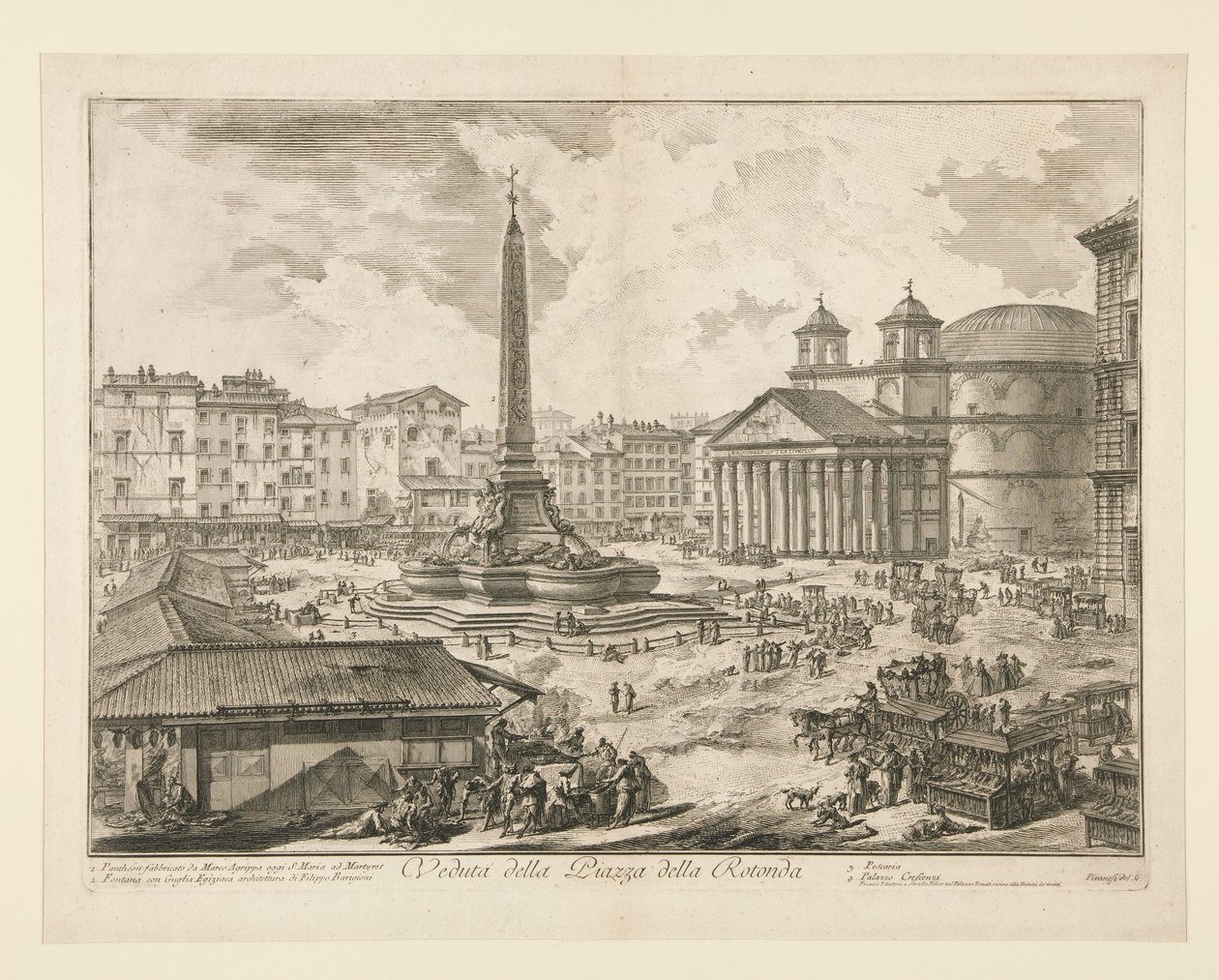 Näkymä Piazza della Rotondalle, sarjasta Vedute di Roma tekijältä Giovanni Battista Piranesi